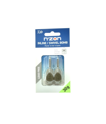 Ciężarki do method feeder Daiwa N'Zon Inline Swivel Bomb 30g 2szt