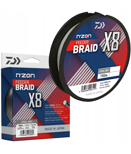 DAIWA PLECIONKA N'ZONE X8 0,10MM 150M STEEL GREY