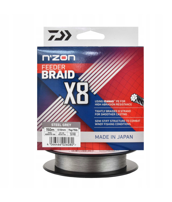 DAIWA PLECIONKA N'ZONE X8 0,10MM 150M STEEL GREY