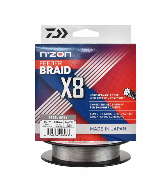 DAIWA PLECIONKA N'ZONE X8 0,08MM 150M STEEL GREY