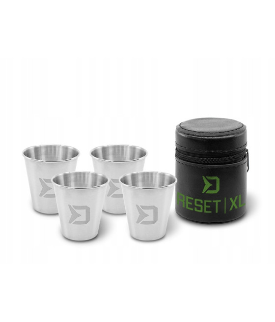 Zestaw kieliszków ze stali nierdzewnej Delphin RESET XL 4v1 70 ml