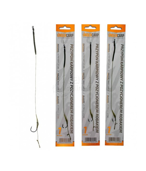 PRZYPON KARPIOWY UNDERCARP Z POZYCJONEREM ROBAKIEM HAK 6 STAL 12,5 KG 25 CM