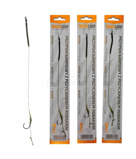 PRZYPON KARPIOWY UNDERCARP Z POZYCJONEREM ROBAKIEM HAK 6 STAL 12,5 KG 25 CM