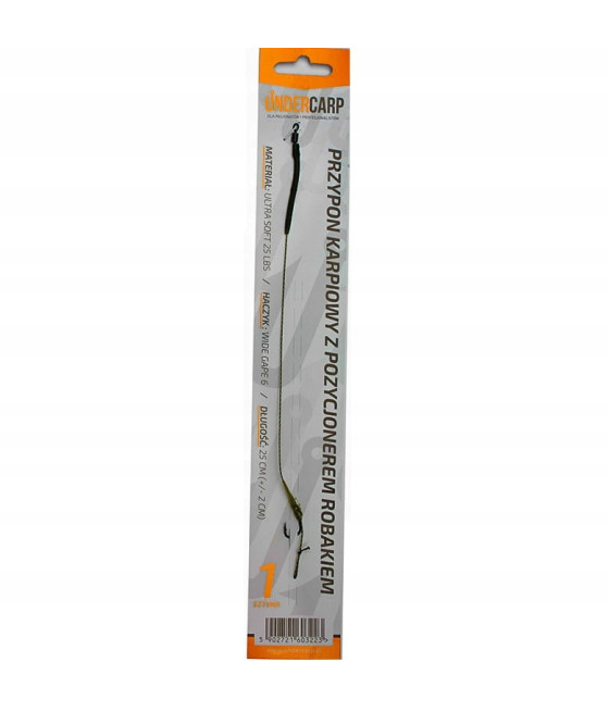 PRZYPON KARPIOWY UNDERCARP Z POZYCJONEREM ROBAKIEM HAK 6 STAL 12,5 KG 25 CM