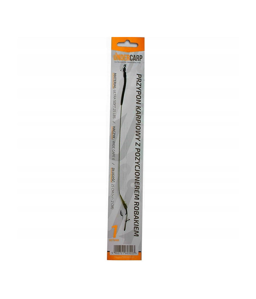 PRZYPON KARPIOWY UNDERCARP Z POZYCJONEREM ROBAKIEM HAK 6 STAL 12,5 KG 25 CM