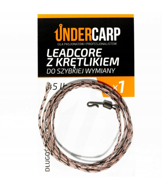 Undercarp Leadcore z Krętlikiem do Szybkiej Wymiany 45 lb / 100 cm Brązowy