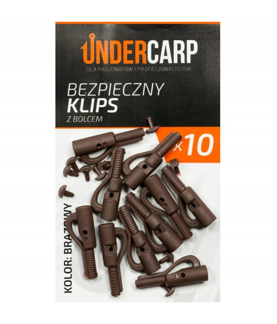 Undercarp Bezpieczny klips brązowy z bolcem