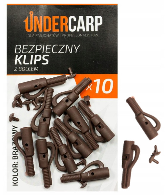 Undercarp Bezpieczny klips brązowy z bolcem