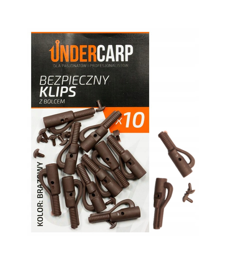 Undercarp Bezpieczny klips brązowy z bolcem