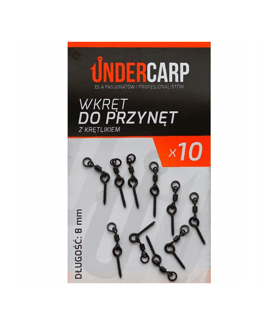 UNDERCARP Wkręt do przynęt z krętlikiem 8 mm. UNDERCARP Wkręt do przynęt z krętlikiem 8 mm.